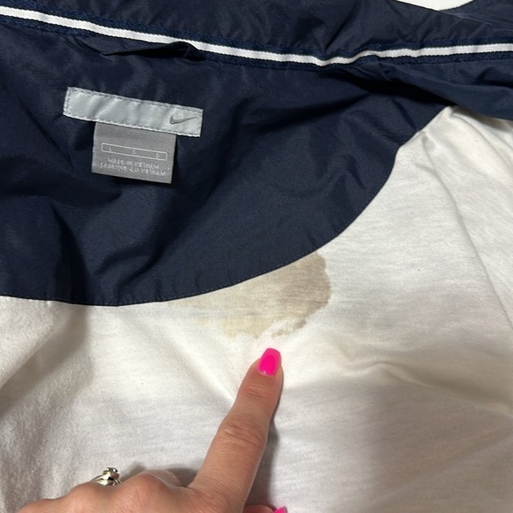 NIKE Men's Size Large Blue White Striped Windbreaker Jacket - Picture 7 of 9